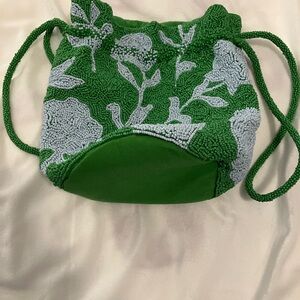 NWOT: Kate Spade collab with Target Green Beaded Floral Drawstring Shoulder Bag